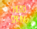 Hello Spring Abstract pink yellow green polygon background