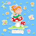 Hello Spring - Adorable little fairy and spring garden