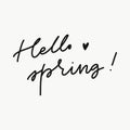 Hello spring artistic hand lettering. Vector illustration