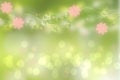 Hello spring background. Abstract bright spring or summer landscape texture with natural green yellow bokeh lights sun, flowers Royalty Free Stock Photo