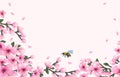 hello spring background with cheery blossom flowers