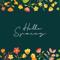 Hello spring banner background template with colorful flower.Can be use social media card, voucher, wallpaper,flyers, invitation, Royalty Free Stock Photo