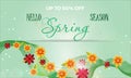 Hello Spring  banner with beautiful flower. Can be used for template, banners, wallpaper, flyers, invitation, posters, brochure, v Royalty Free Stock Photo