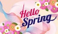 Hello Spring banner with beautiful flower. Can be used for template, banners, wallpaper, flyers, invitation, posters, brochure, Royalty Free Stock Photo