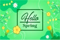 Hello spring  banner design in green textured background Royalty Free Stock Photo