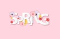 Hello Spring Banner Greetings Design  Background with Colorful Flower Elements. Vector illustration Royalty Free Stock Photo