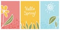 Hello spring banners collection. Background with color leaves, flowers. Nature concept design. Modern floral Royalty Free Stock Photo