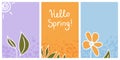 Hello spring banners collection. Background with color leaves, flowers. Nature concept design. Modern floral Royalty Free Stock Photo
