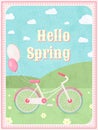 Hello spring. Bicycle with balloons