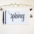 Hello Spring calligraphic background