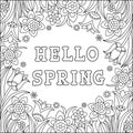 Hello spring coloring page