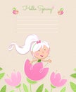 Hello Spring - Cute flower fairy and the bees