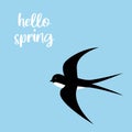 Hello spring. Flat illustration of swallow vector icon for web