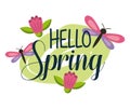 Hello spring floral cute dragonfly flower decoration