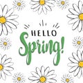 Hello Spring floral vector poster. Royalty Free Stock Photo