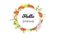 Hello Spring. Food Banner With Vegetables Isolated On White Background Royalty Free Stock Photo