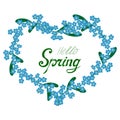 Hello Spring forget-me-not heart frame