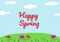 Hello Spring park with purple and red flower illustration vector