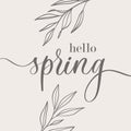 Hello Spring. Hand drawn calligraphy and brush pen lettering. design for holiday greeting card and invitation of Royalty Free Stock Photo