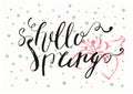 Hello spring hand drawn letters card. Royalty Free Stock Photo