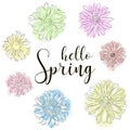 Hello Spring! Handdraw flower Vector illustration