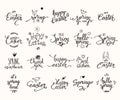 Hello Spring Handwritten Lettering. Calligraphy Text For Congratulations Card Templates. Vector Clipart Collection