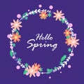 Hello spring. Hello spring greeting card with daisies. Royalty Free Stock Photo