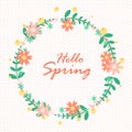 Hello spring. Hello spring greeting card with daisies. Royalty Free Stock Photo