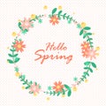 Hello spring. Hello spring greeting card with daisies.