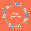 Hello spring. Hello spring greeting card with daisies. Royalty Free Stock Photo