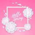 Hello spring inspirational illustration. Floral background.