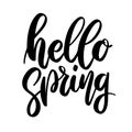 Hello spring. Lettering phrase on white background. Design element for greeting card, t shirt, poster. Royalty Free Stock Photo