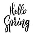 Hello Spring. Lettering phrase on white background. Design element for greeting card, t shirt, poster. Royalty Free Stock Photo