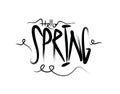 Hello Spring Lettering Text on white background in vector illustration