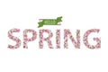 Hello spring. Letters of apple tree flowers