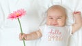 Hello Spring message with baby girl Royalty Free Stock Photo