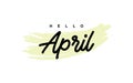 Hello spring. Modern illustration. Green brush with calligraphy lettering Royalty Free Stock Photo