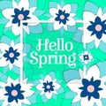 Hello spring paper art postcard.