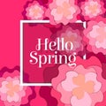 Hello Spring Poster with Paper Flowers.