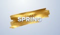 Hello Spring sign on golden stain background