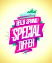 Hello spring, special offer web banner vector design template Royalty Free Stock Photo