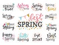 Hello spring time lettering text greeting card special springtime typography hand drawn Spring graphic illustration Royalty Free Stock Photo