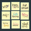 Hello spring time vector lettering text greeting card special springtime typography hand drawn Spring graphic Royalty Free Stock Photo