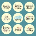 Hello spring time vector lettering text greeting card special springtime typography hand drawn Spring graphic Royalty Free Stock Photo