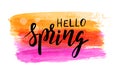 Hello spring watercolor brushed background Royalty Free Stock Photo