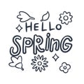 Hello springtime single isolated icon with sketch hand drawn outline style