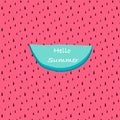 Hello Summer With Abstract Watermelon Pattern Background.