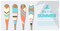 Hello summer background with painted canoe paddle Royalty Free Stock Photo