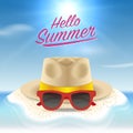 Hello summer background. Season vacation, weekend. Vector Illustration. Royalty Free Stock Photo
