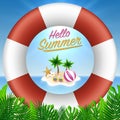 Hello summer background. Season vacation, weekend. Vector Illustration. Royalty Free Stock Photo